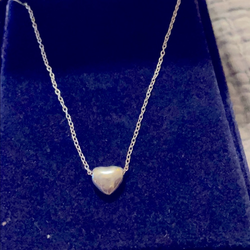 16 inch sterling silver puffed heart pendant